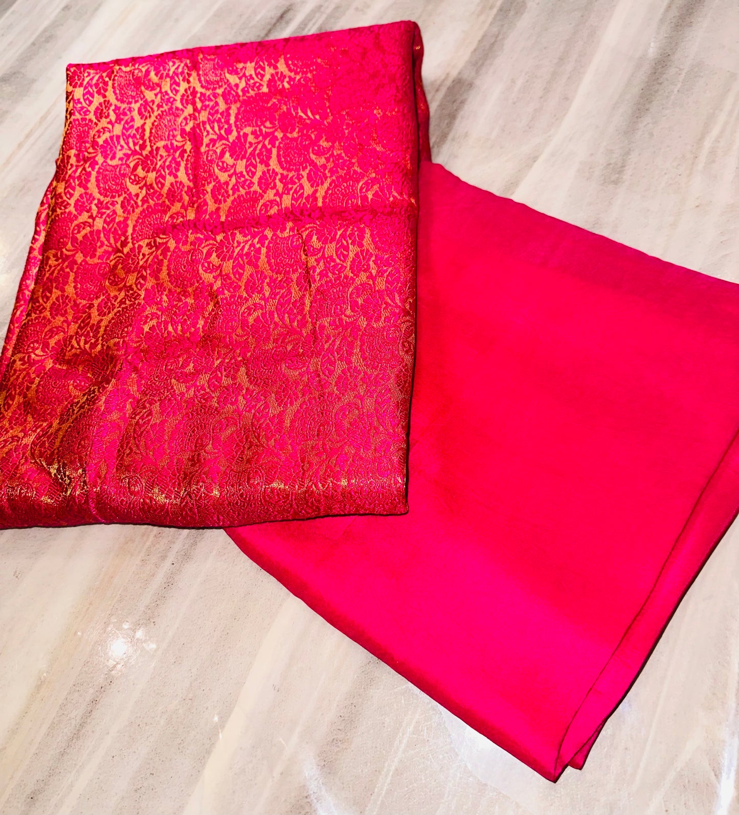 Magenta brocade shirt, plain bottom & beautiful embroidered dupata